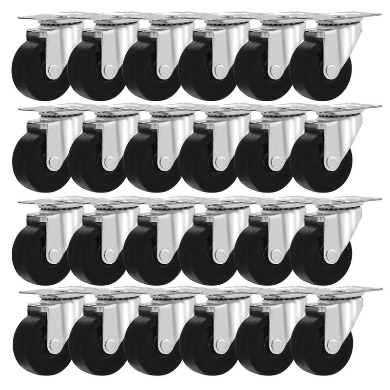 MegaDeal 24 Pack 2" Swivel Caster Wheels Rubber Base with Top Plate & Bearing Heavy Duty - Image 1